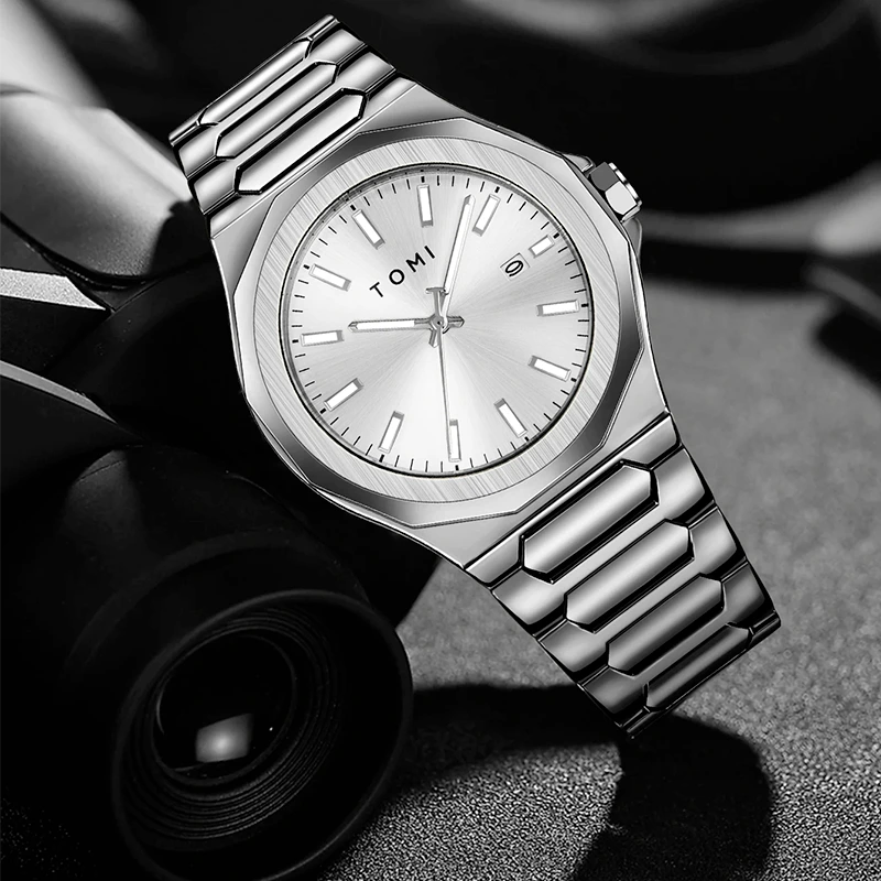 TOMI T-301 New Men's Luxury Business Stainless Steel Watch Gift Box Set
