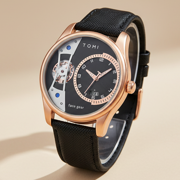 TOMI T-105 Face Gear Dual Strap Luxury Watch