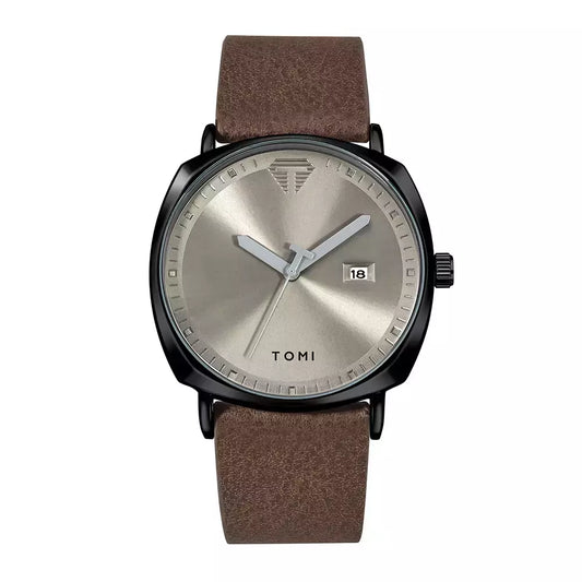 TOMI T-044 Men's Watch Quartz Date Leather Strap