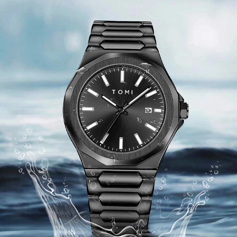 TOMI T-301 New Men's Luxury Business Stainless Steel Watch Gift Box Set