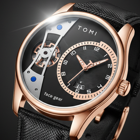 TOMI T-105 Face Gear Dual Strap Luxury Watch