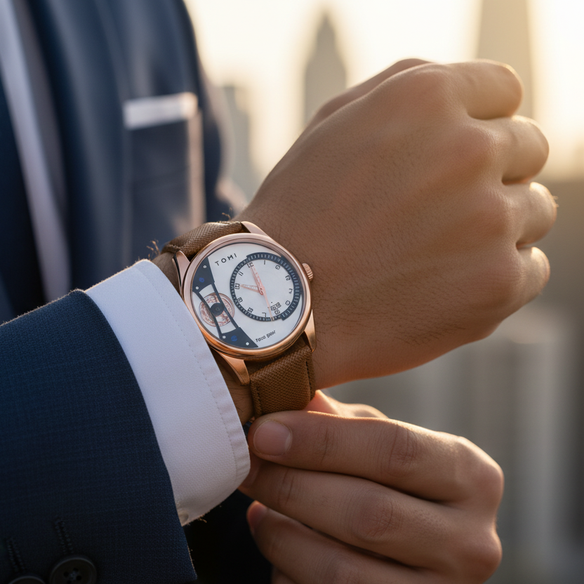 TOMI T-105 Face Gear Dual Strap Luxury Watch