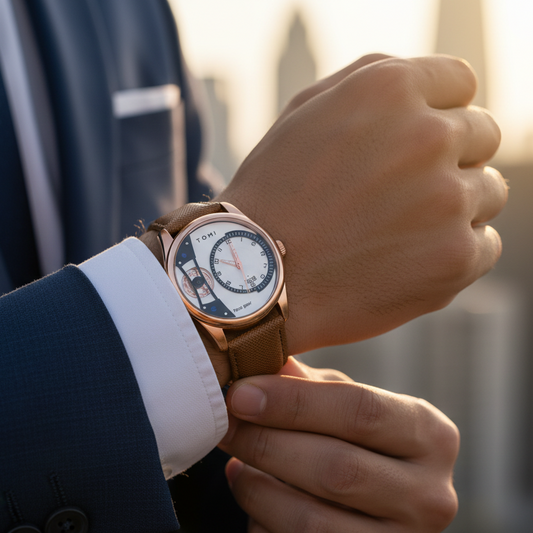 TOMI T-105 Face Gear Dual Strap Luxury Watch