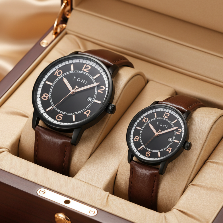 TOMI T-025 Couple Watch Date Quartz