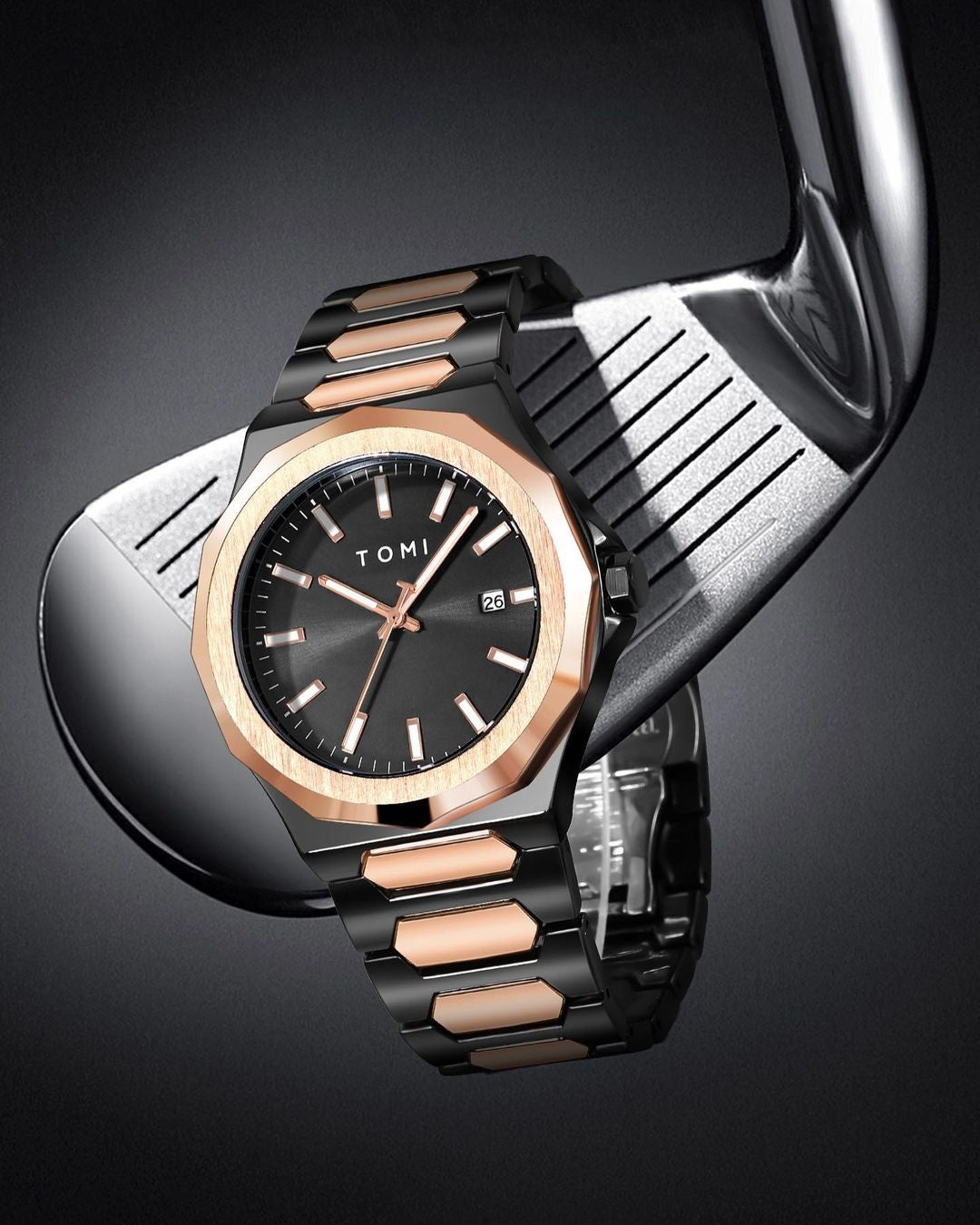 TOMI T-301 New Men's Luxury Business Stainless Steel Watch Gift Box Set