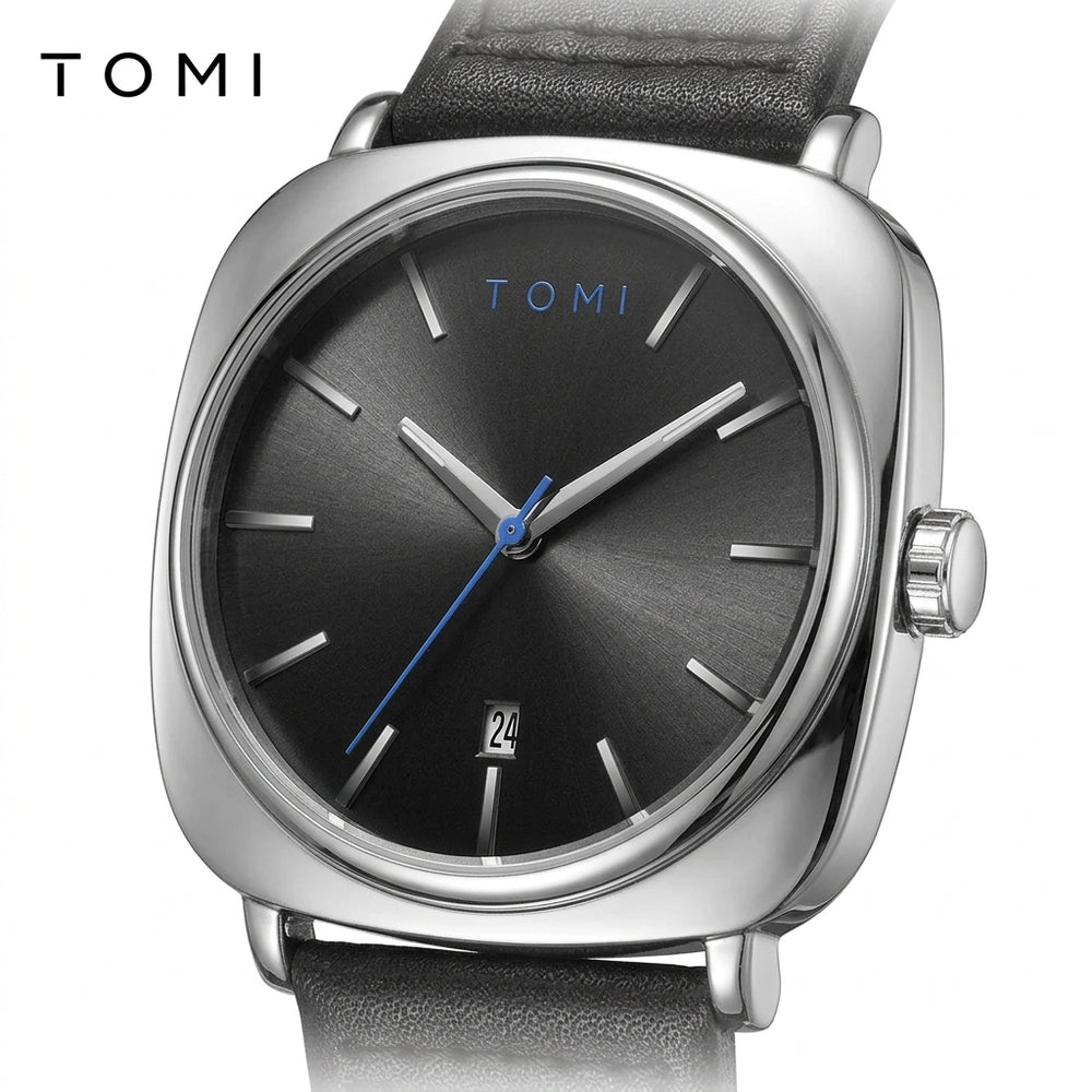 TOMI T-084 Men's Watch Quartz Date Leather Strap
