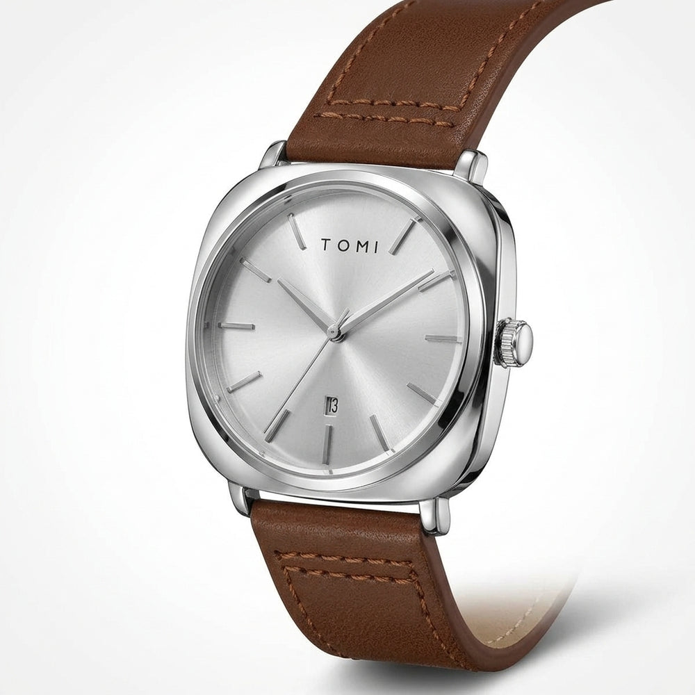 TOMI T-084 Men's Watch Quartz Date Leather Strap