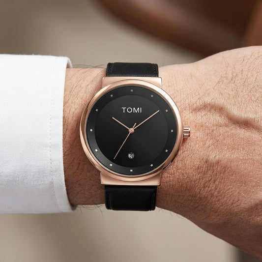 TOMI T-091 Business Watch Round Dial Date Quartz