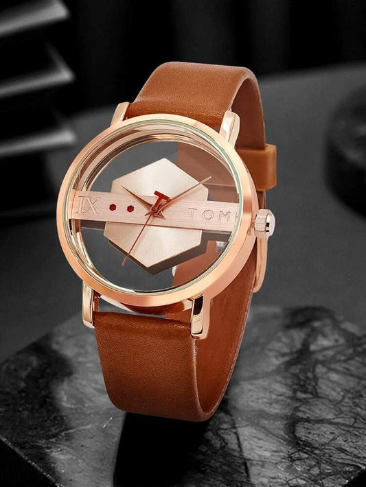 TOMI T-100 Luxury Unisex Watch Quartz Round Dial Transparent Wrist Watch