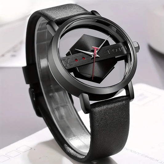 TOMI T-100 Luxury Unisex Watch Quartz Round Dial Transparent Wrist Watch